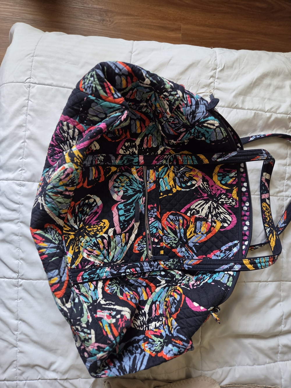 Quilted Butterfly Tote Bag in Multicolor